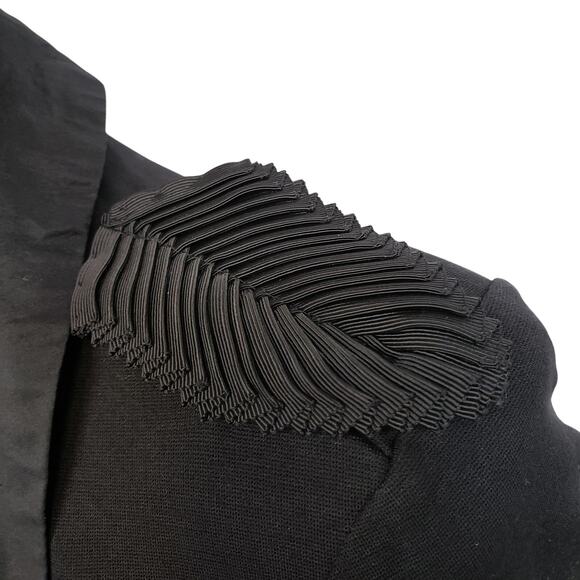 Juicy Couture Blazer Jacket Size S Bubble Ruffle Hem Military Epaulets Black - Picture 8 of 14